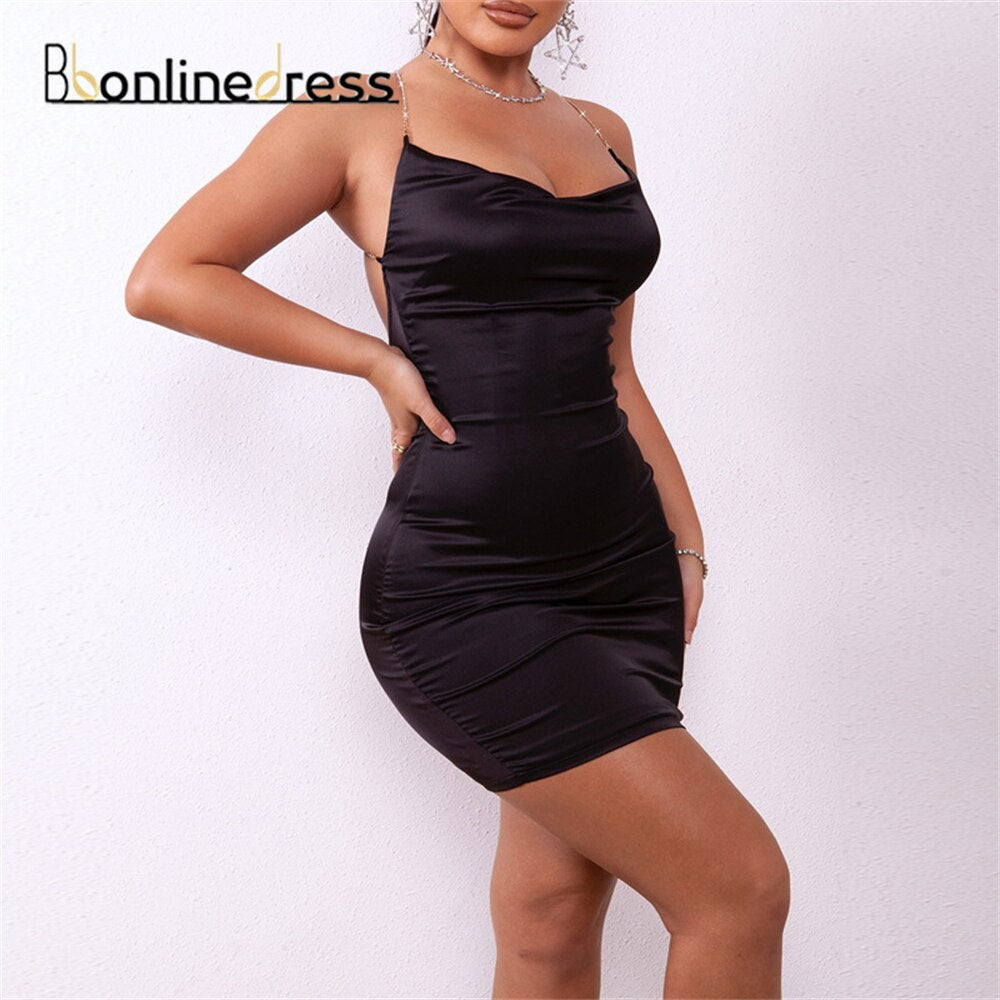 Robe de soirée en Satin dos nu, Mini longueur, sans bretelles, robe de bal sirène pour femmes, robes de Cocktail Hoco