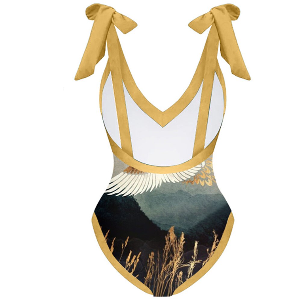 Women One Piece Swimsuit with Skirt Swimwear Cover Up Retro Holiday Beach Dress Backless Summer Elegant Surf Wear