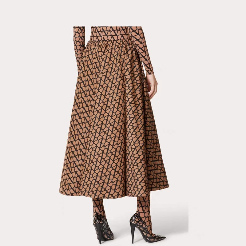 ALSEY The Same Counter Fashion Women Half Skirt 2024 Spring and Summer New Senior Grid Design In The Long Skirt