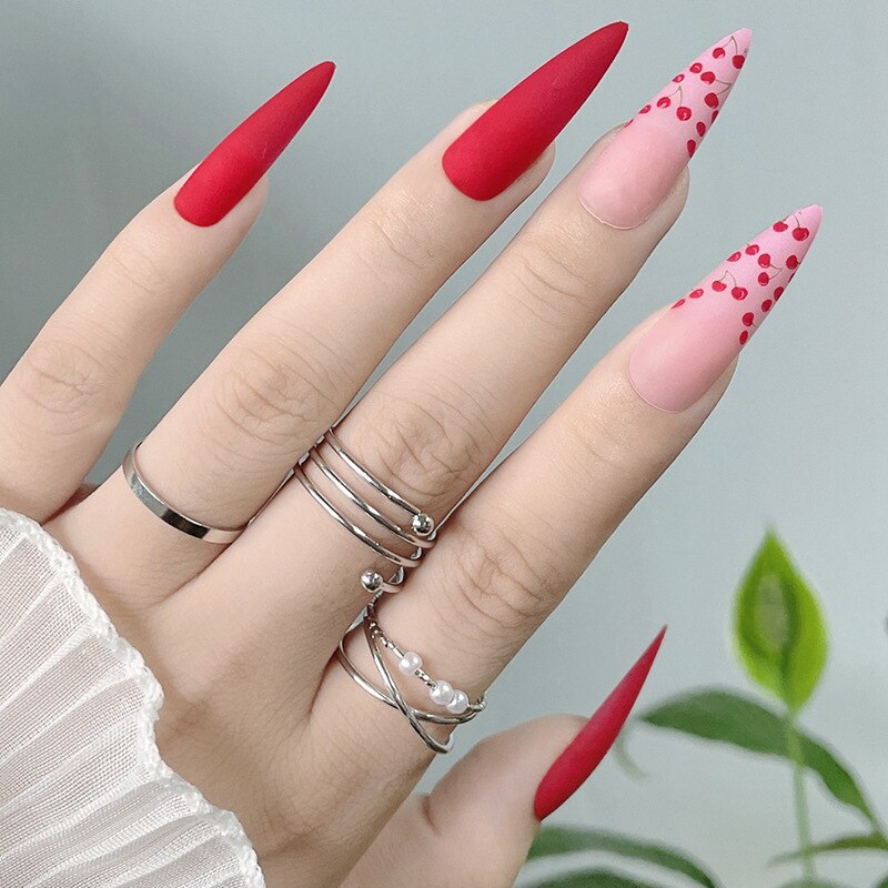 Acrylic Fake Nails Wearable Long Sharp Nail Broken Diamond Butterfly Dot Diamond Full Cover Nail Tips Set Press On Nails New SH-55