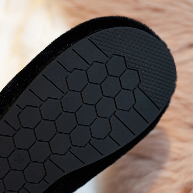 2023 winter women's plush warm shoes Korean style Lace-up loafers party and work wear Ladies' casual flats mary jane boat shoes