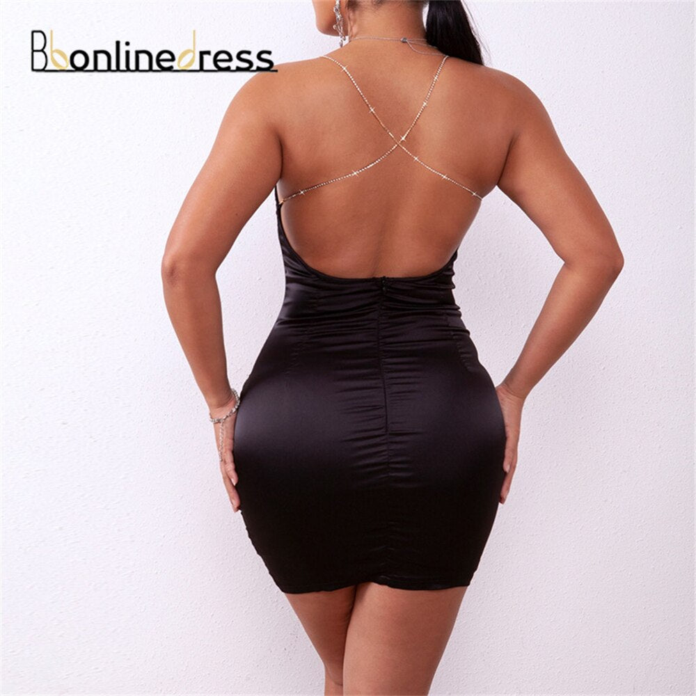 Robe de soirée en Satin dos nu, Mini longueur, sans bretelles, robe de bal sirène pour femmes, robes de Cocktail Hoco