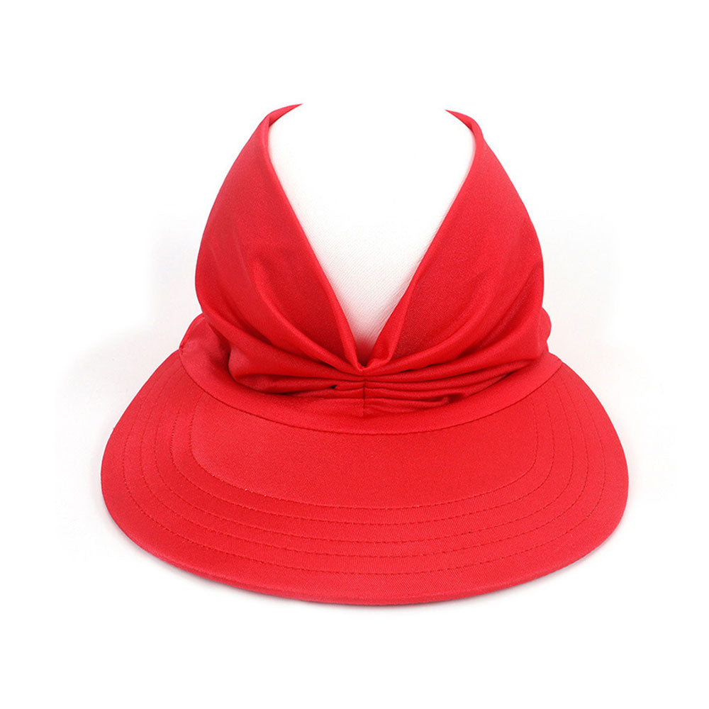 Aettechgd 2024 New Women's Summer Hat Outdoor UV Protection Sun Visor Hat Empty Top Hat Travel Seaside Beach Hat Sunscreen Red