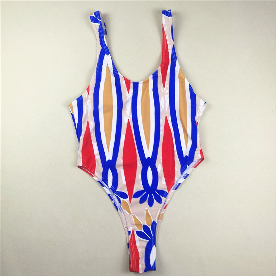 African Print Retro Monokini One Piece Swimsuit - Backless Swimwear Maillot Swimsuit Summer Swimming Bodysuit Bathing Suit 18084C