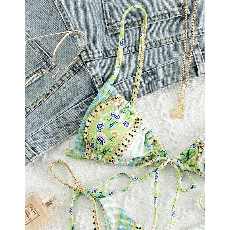 American Style Printed Sub-system Belt Swimsuit