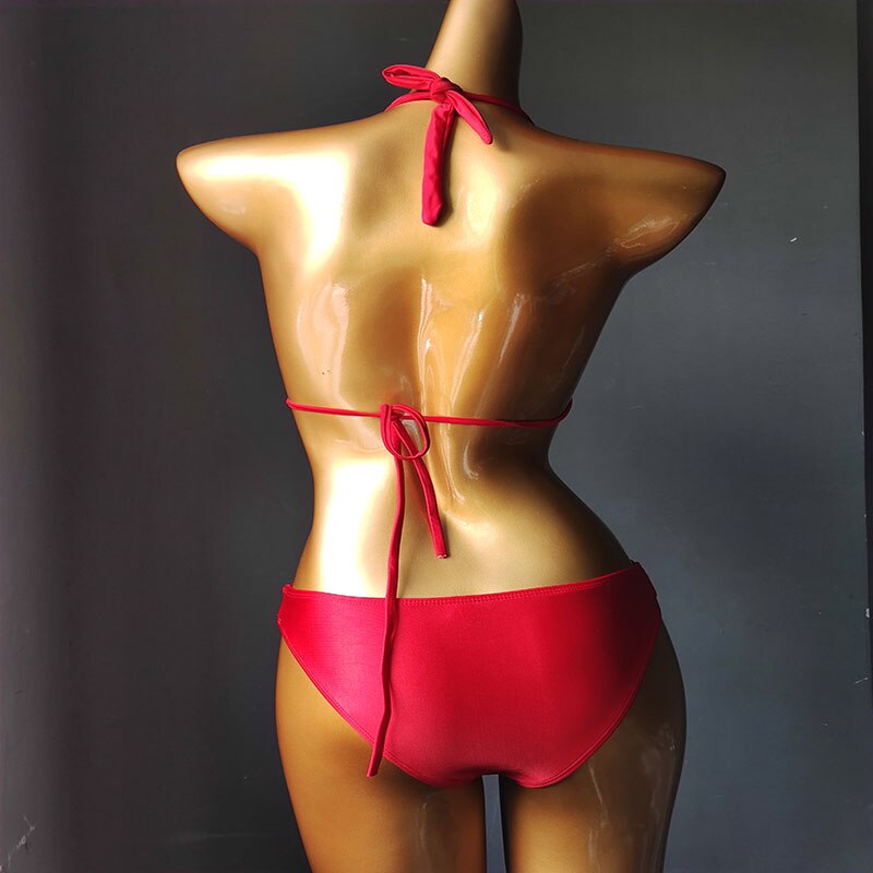 Anibol Sexy Rhinestone Triangle Bikini Luxury Crystal Diamond Women's Swimsuit Push Up Gathered Straps Swimwear