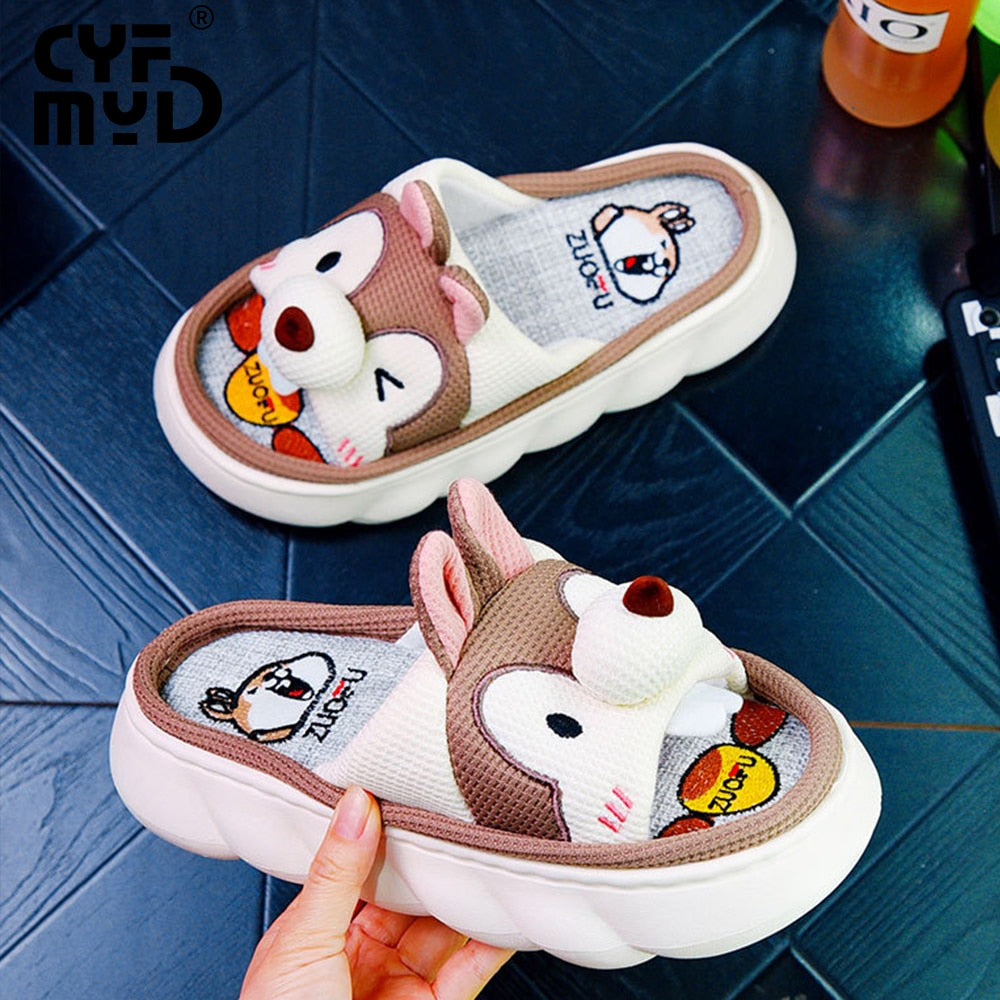 Animals Slippers Women Platform Shoes Cute Cartoon Thick Sole Home Slippers Bear Slippers Shark Slippers House Children Slippers brown squirrel