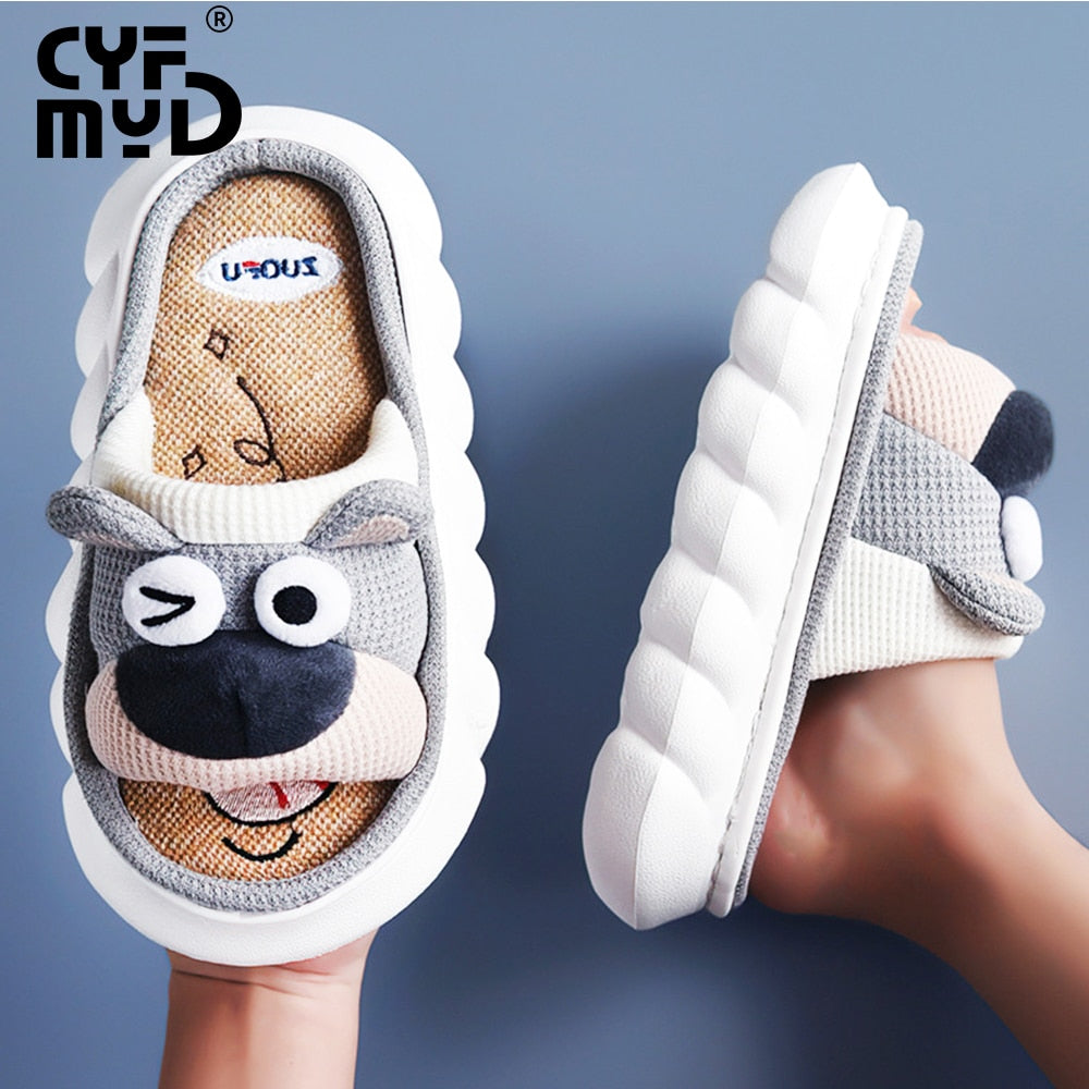 Animals Slippers Women Platform Shoes Cute Cartoon Thick Sole Home Slippers Bear Slippers Shark Slippers House Children Slippers gray bear