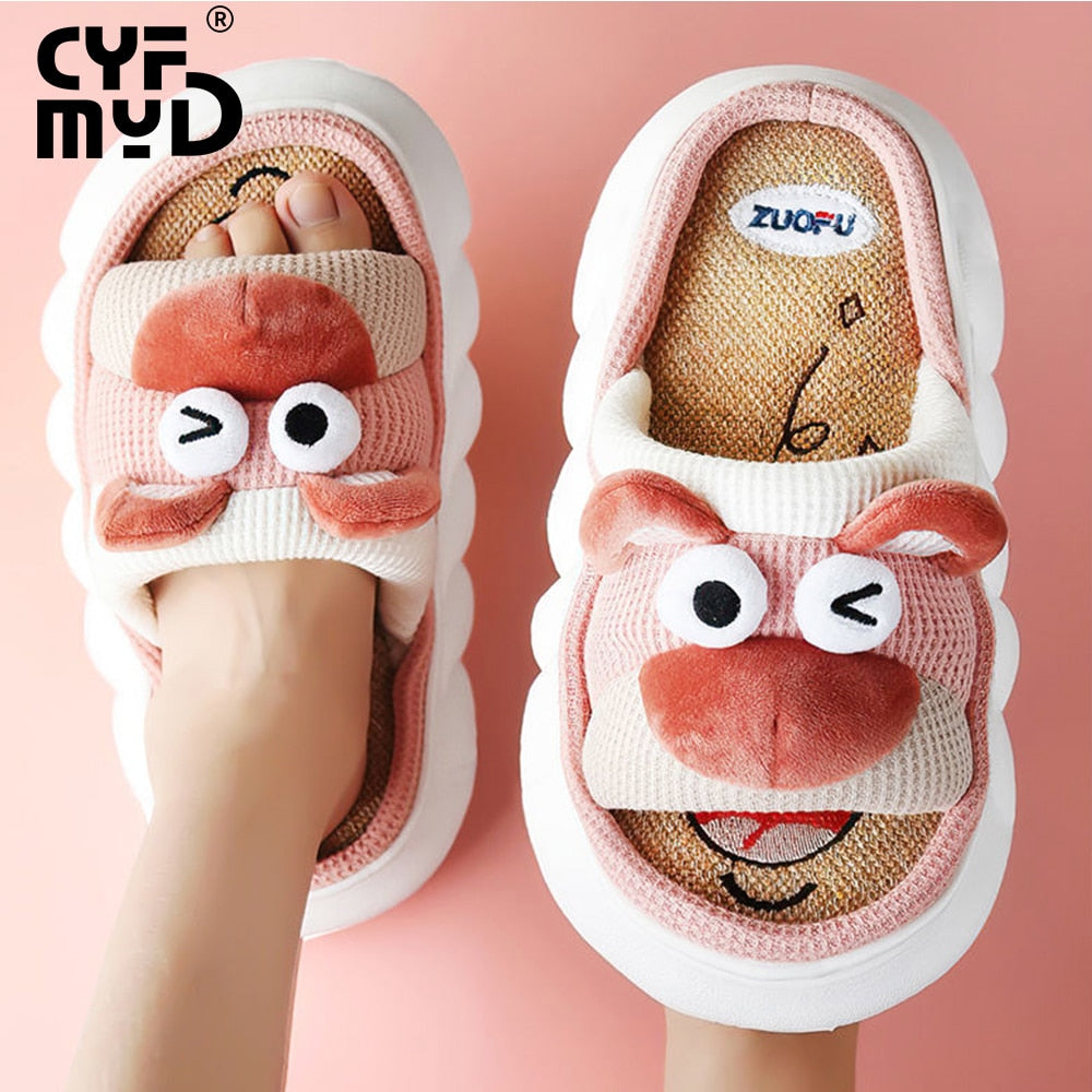 Animals Slippers Women Platform Shoes Cute Cartoon Thick Sole Home Slippers Bear Slippers Shark Slippers House Children Slippers pink bear