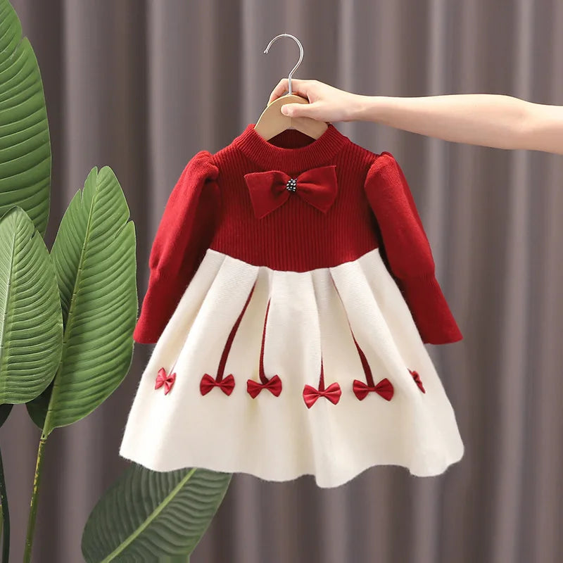 Autumn Kids Christmas Clothes JK Skirt Short 2 Pcs Red Sweater Clothes Girls Knit 2-7Y Christmas Children Dress Cute Bunny Red 4