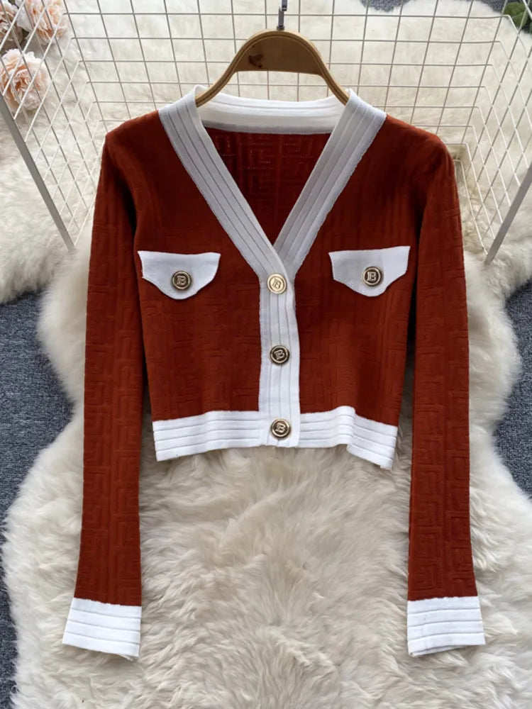 Autumn New Women's Dresses Knitwear Suits Small Fragrance Knitted Cardigan Coat + Suspender Knit Dress Streetwear Two Piece Sets