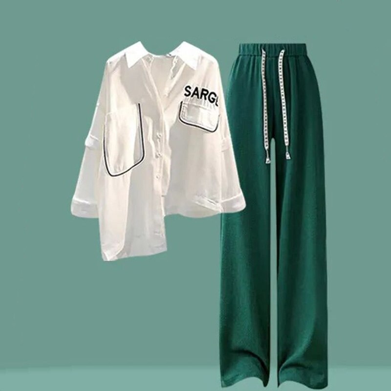 Autumn Set Women's New Large Fashion Shirt Versatile Casual Pants Two Piece Set Fall Two Piece Outfits for Women Pant Sets Two piece set