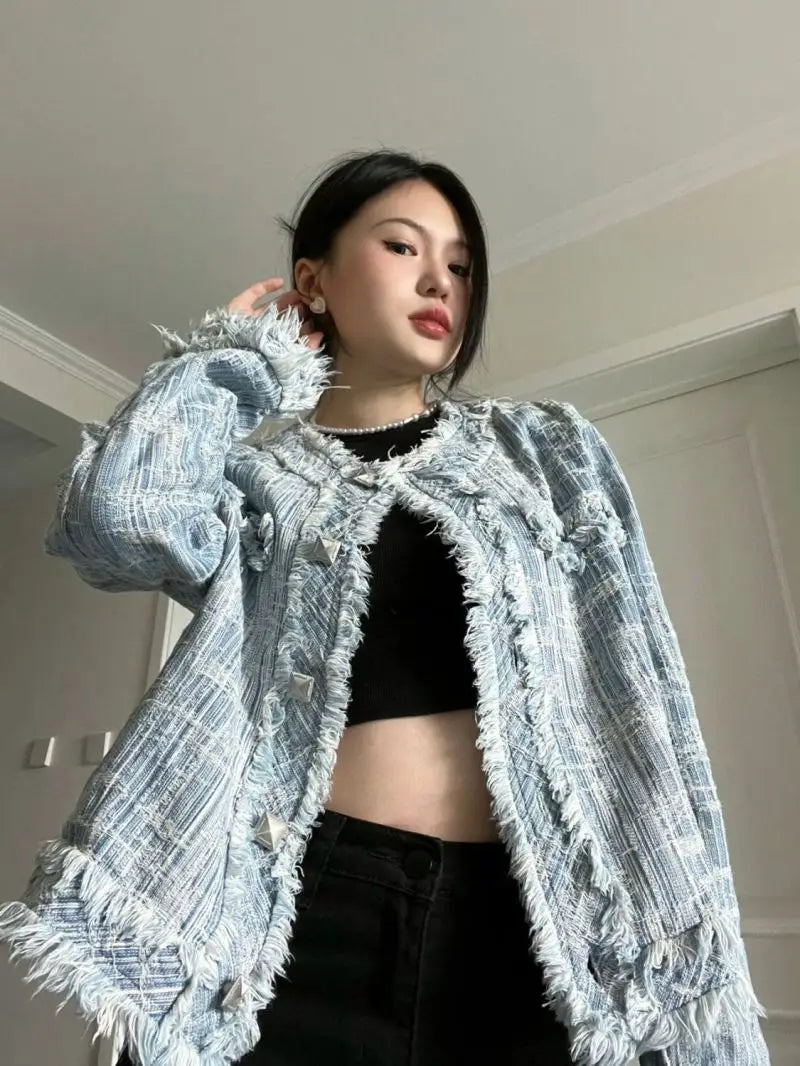 Autumn Winter New Denim Coat for Women American Street Style Baggy Denim Jacket Woman Fashion Versatile Blue Women's Coat