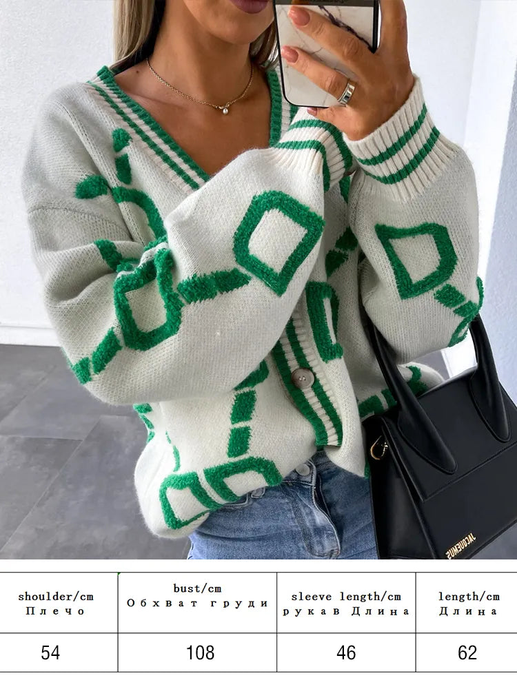 Autumn Winter Women Cardigan Knitted Sweater Jacket Warm Embroidery Fashion Knit Cardigans Coat Lady Loose Sweaters 2022 8 One Size