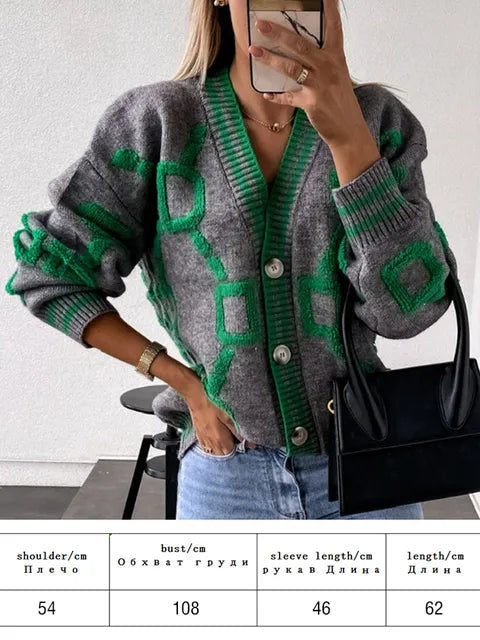 Autumn Winter Women Cardigan Knitted Sweater Jacket Warm Embroidery Fashion Knit Cardigans Coat Lady Loose Sweaters 2022 3 One Size