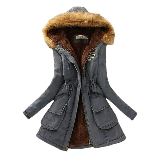 Autumn Winter Women Cotton Jacket Padded Casual Slim Coat Emboridery Hooded Parkas Wadded Warm Overcoat Fashion Parkas
