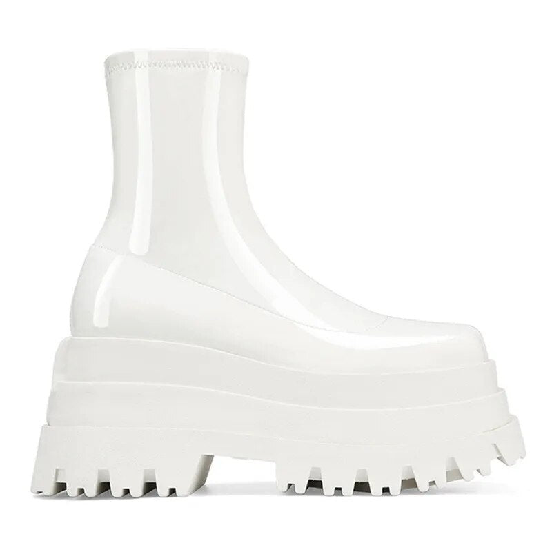 Autumn and Winter New Thick-soled Heightened Women's Boots Waterproof Platform High-heeled Short Boots Fashion Boots