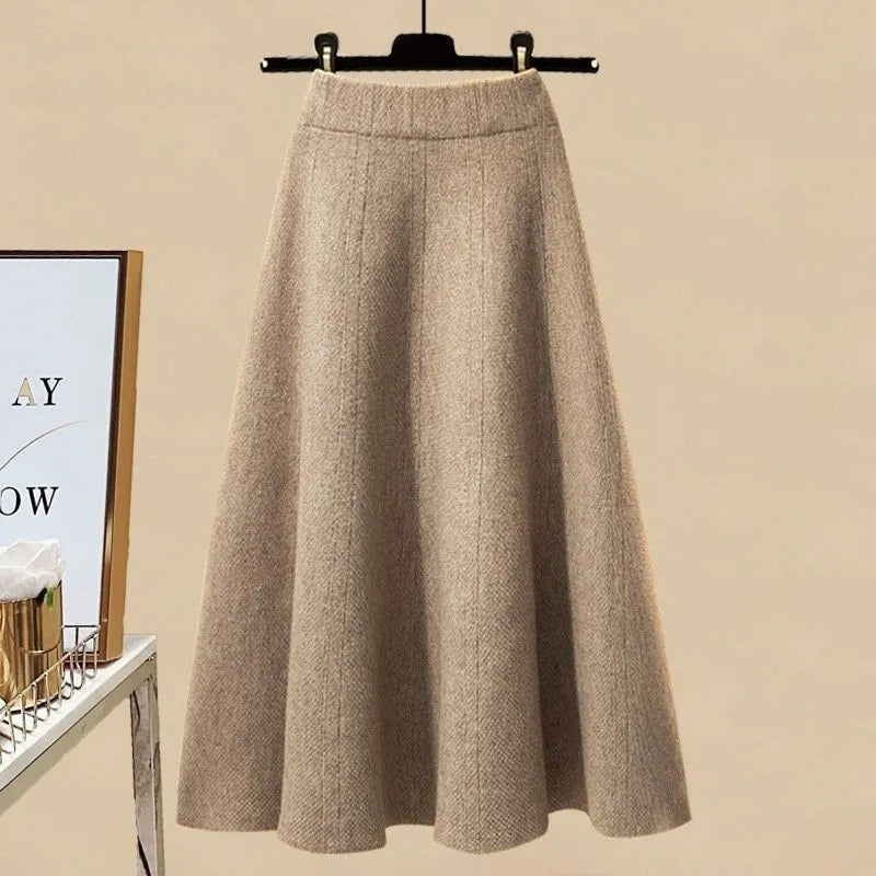 Autumn and Winter Suit Women 2022 New Korean Fashion Casual Long Sleeve Sweater Slim Skirt Elegant Women's Two Piece Set Khaki skirts