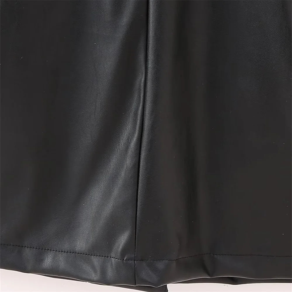 Autumn and Winter Women's Casual Slim Classic Belt Faux Leather Sleeveless Tank Top Dress