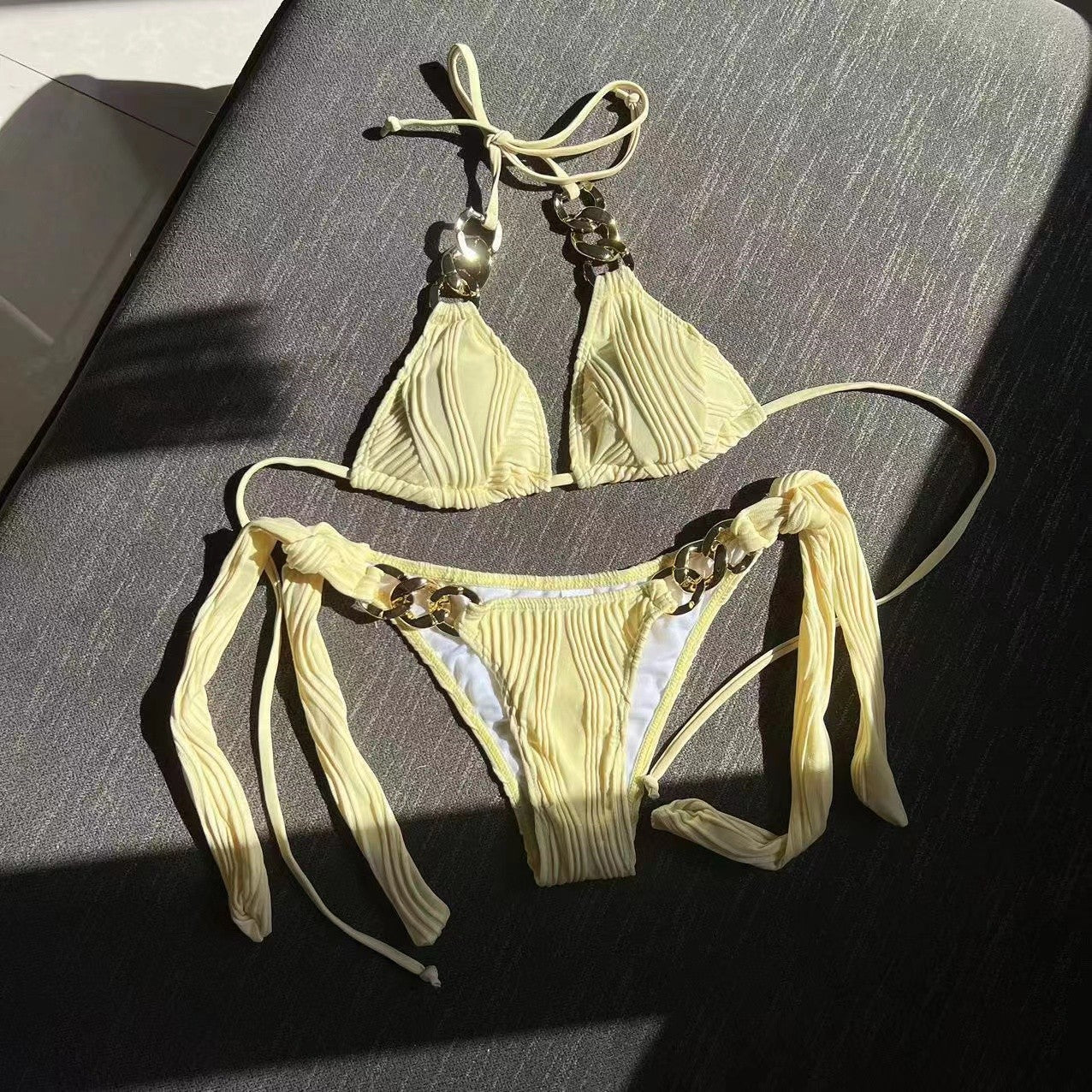 BIKINI Split Swimsuit Chain Bikini Yellow