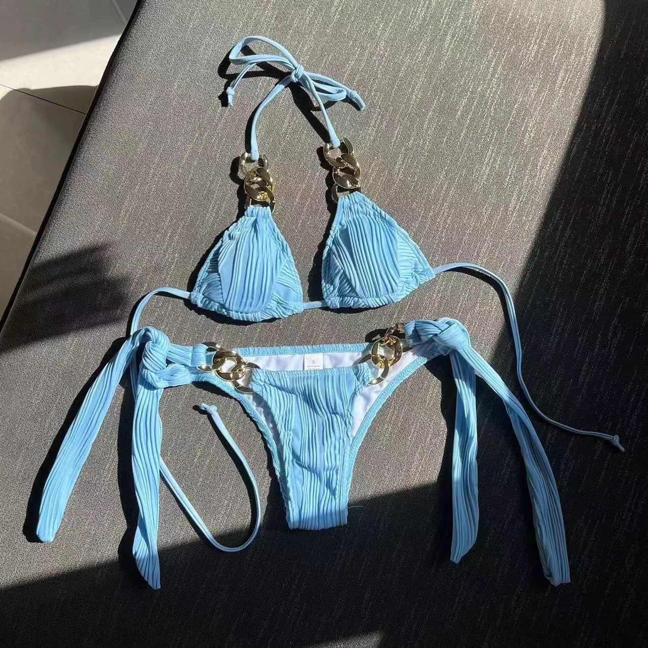 BIKINI Split Swimsuit Chain Bikini Lake Blue