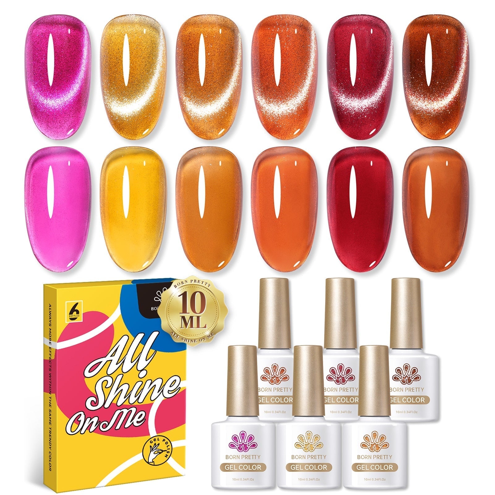 BORN PRETTY 10ml Nude Pink Gel 6PCS Nail Polish Set Milky Jelly Pink Transparent Serise Soak Off UV LED Nail Gel Varnish Kit 55841