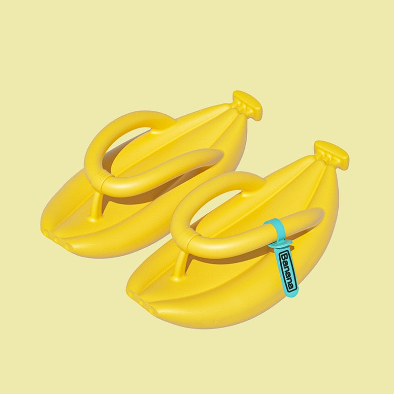 Banana design Flip Flops for Women Men Summer Novelty Slippers Thick Sole Platform Non-Slip Sandals Bathroom Couple Shoes Yellow