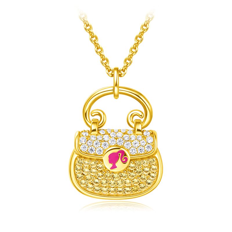 Barbie Bag Shaped Necklace Fashion Women Daily Jewelry Rose Gold Ins Y2K Girls Makeup Accessory Necklaces Collar Decor Gifts 1