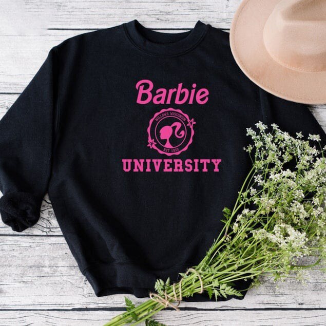 Barbie English Hoodie Fashion Ladies Soft Loose Round Neck Sweater Y2K Girls All Match Long Sleeve Tops Coat Sweatshirt Gifts black
