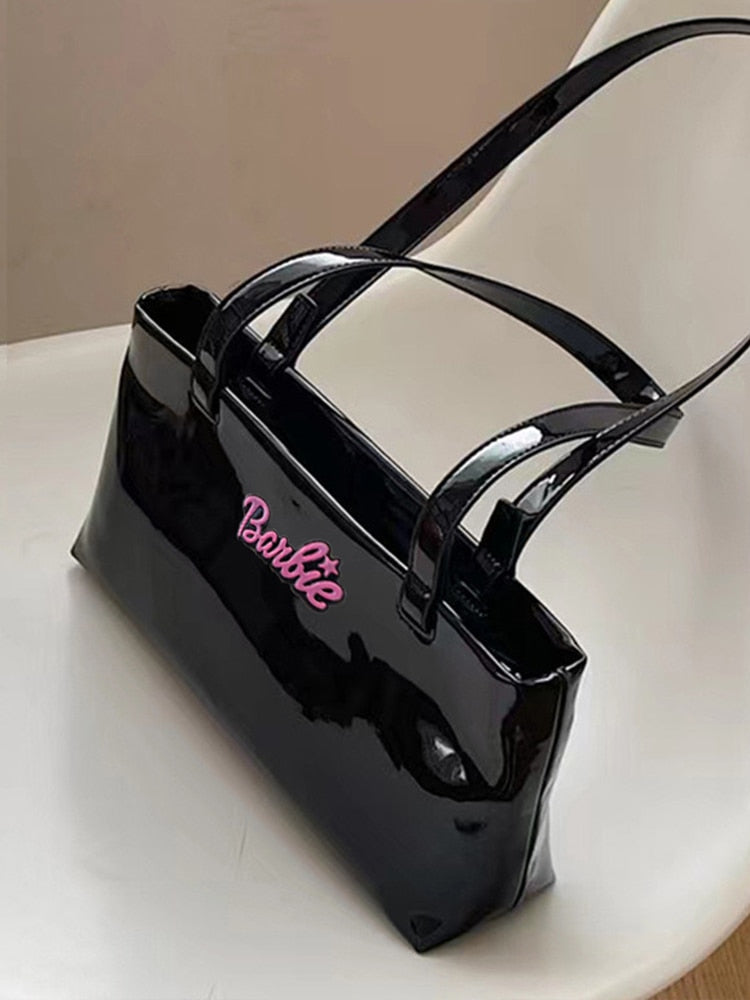 Barbie Girl Shiny Shoulder Bag Female Niche Design Bag 2022 New Handbag Fashion Girls Underarm Baguettes Bags Shopping Tote Bag