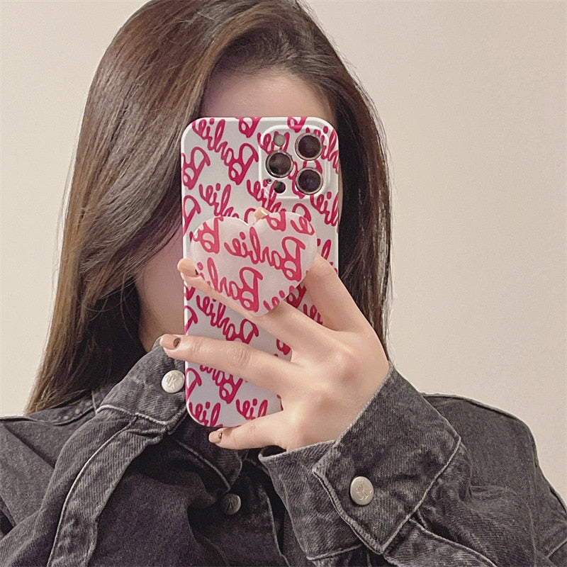 Barbie Letter Iphone Case 14Promax Fashion Female Accessory Xr 13Promax Cell Case Shell Holder Protective Case Bracket Gifts