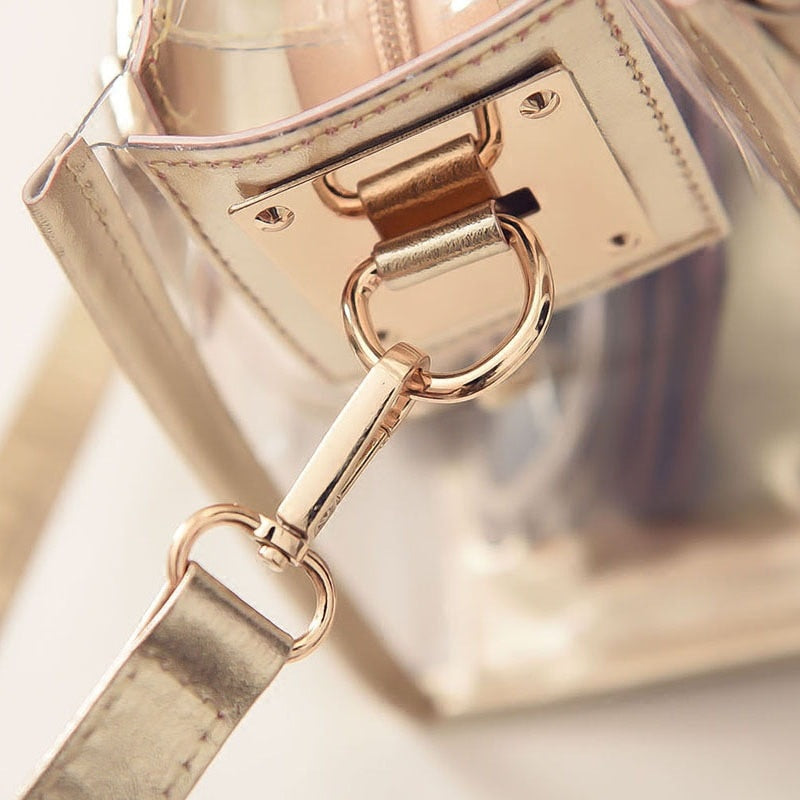 Barbie Letter Women Bag Fashion Beach Shoulder Handbag Portable Girls Messenger Transparent Jelly Ladies Bags Pouch Gifts