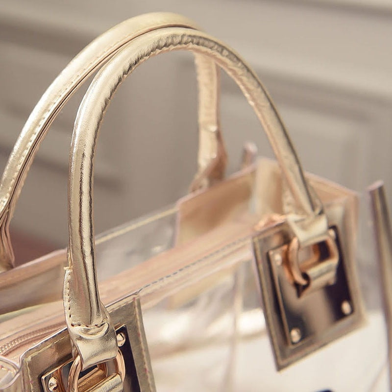 Barbie Letter Women Bag Fashion Beach Shoulder Handbag Portable Girls Messenger Transparent Jelly Ladies Bags Pouch Gifts