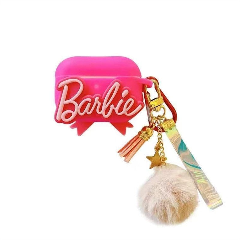 Barbie Lifestyle Headphone Cover for Airpods123 Girls Fashion Phone Accessoies Earphone Protective Case Anti-Lost Keychain Gift cover and hairball