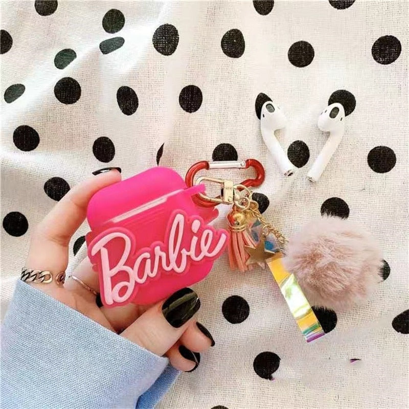 Barbie Lifestyle Headphone Cover for Airpods123 Girls Fashion Phone Accessoies Earphone Protective Case Anti-Lost Keychain Gift