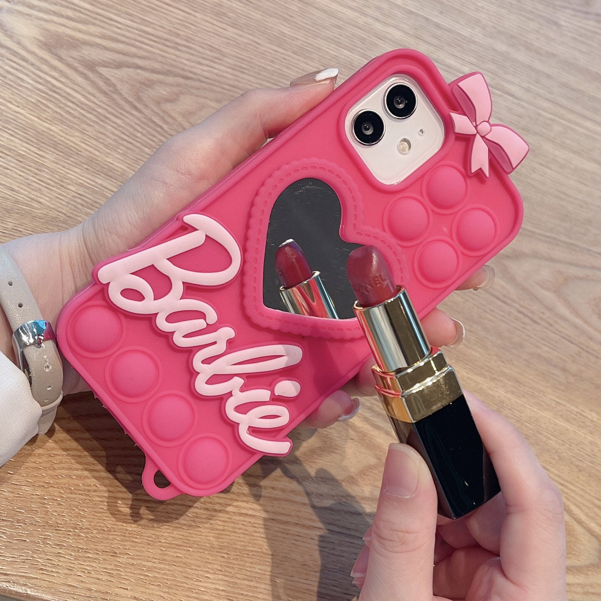 Barbie Love Mirror Phone Case Fashion Female Iphone 14Promax Protective Case Soft Women 1213Promax Cell Holder Accessory Gifts