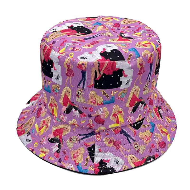 Barbie Macaron Fisherman Hat Summer Casual Sunshade Anime Kawaii Wide Brim Fishing Cap Women's Girl Sun Protection Birthday Gift Fisherman hat 10