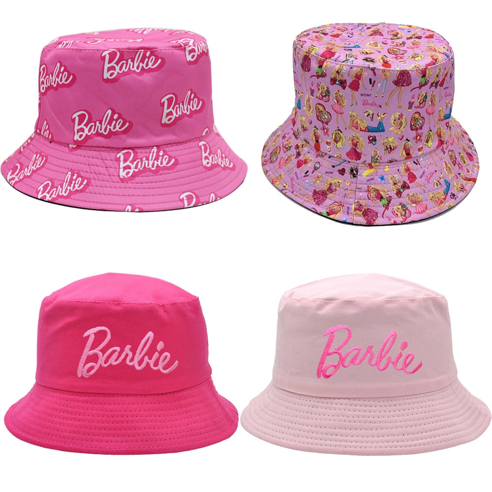 Barbie Macaron Fisherman Hat Summer Casual Sunshade Anime Kawaii Wide Brim Fishing Cap Women's Girl Sun Protection Birthday Gift