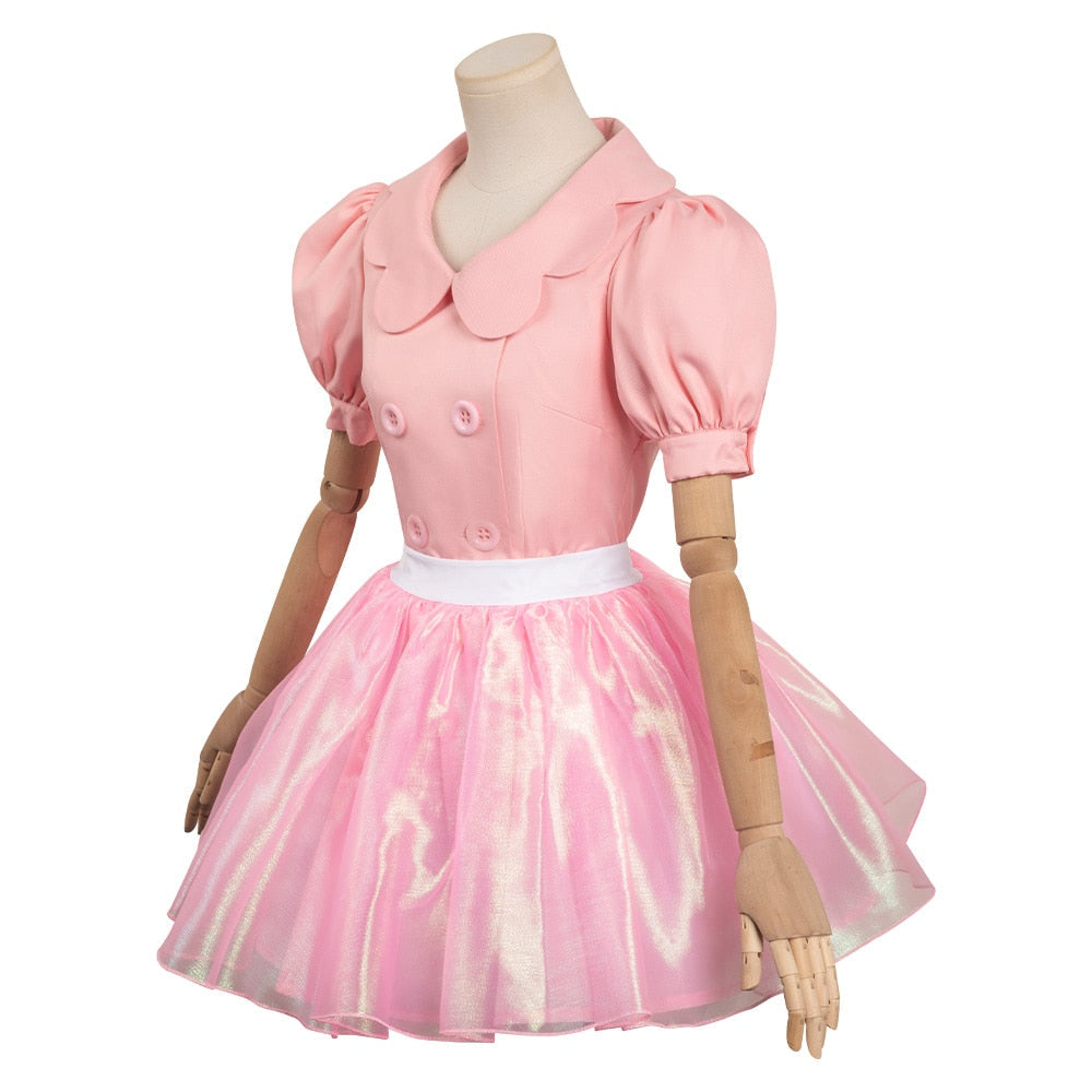 Barbie Margot Cosplay Fashion Pink Yarn Skirt Set Costume Dress Hat Earings Outfits Adult Women Girls Halloween Carnival Suit