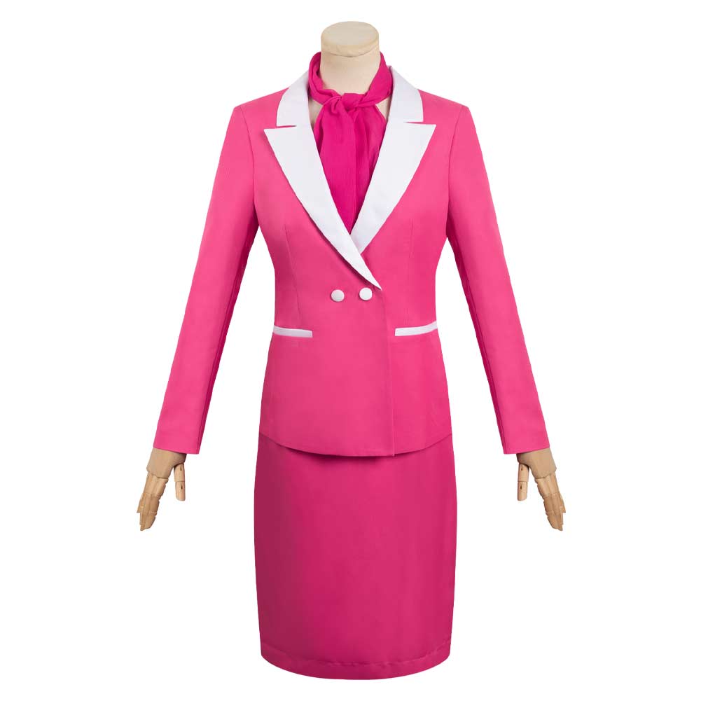 Barbie Margot Cosplay Pink Uniform Skirt Set Women Fashion Dress Costume Hat Outfits Female Girls Halloween Carnival Suit New