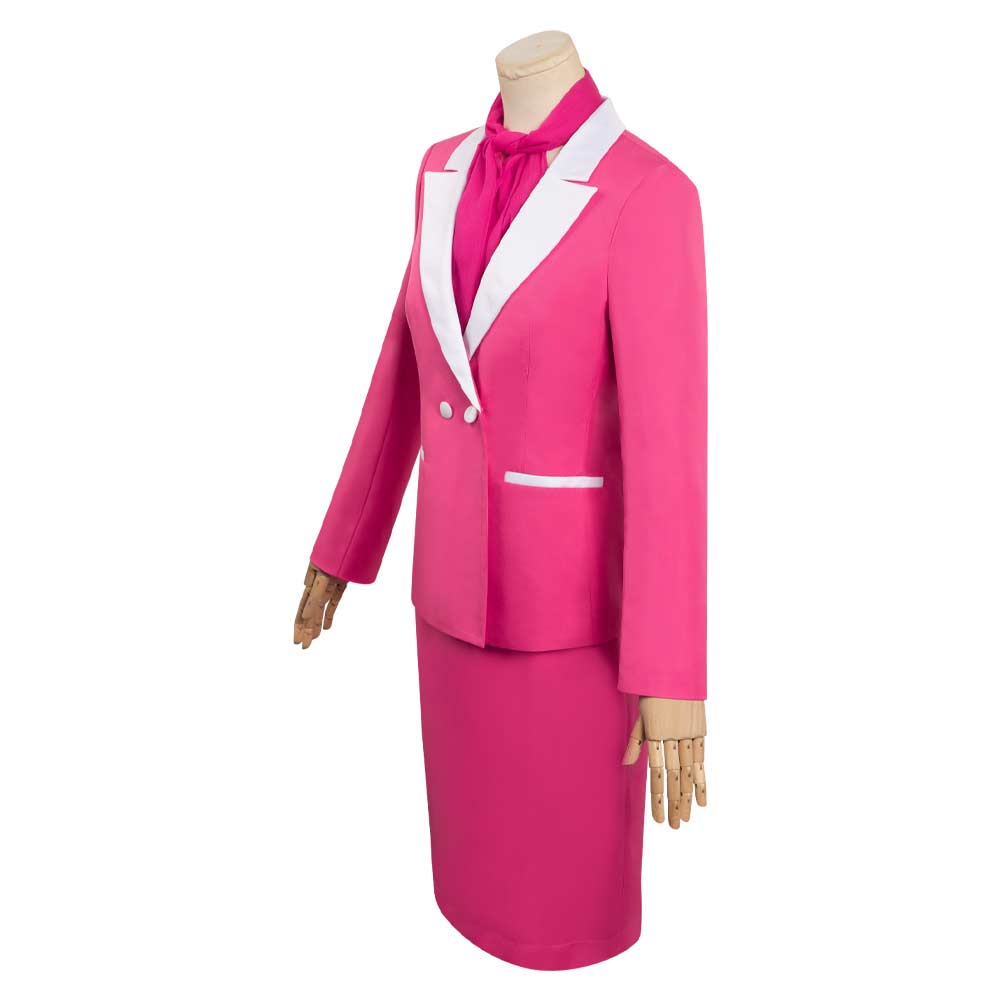 Barbie Margot Cosplay Pink Uniform Skirt Set Women Fashion Dress Costume Hat Outfits Female Girls Halloween Carnival Suit New