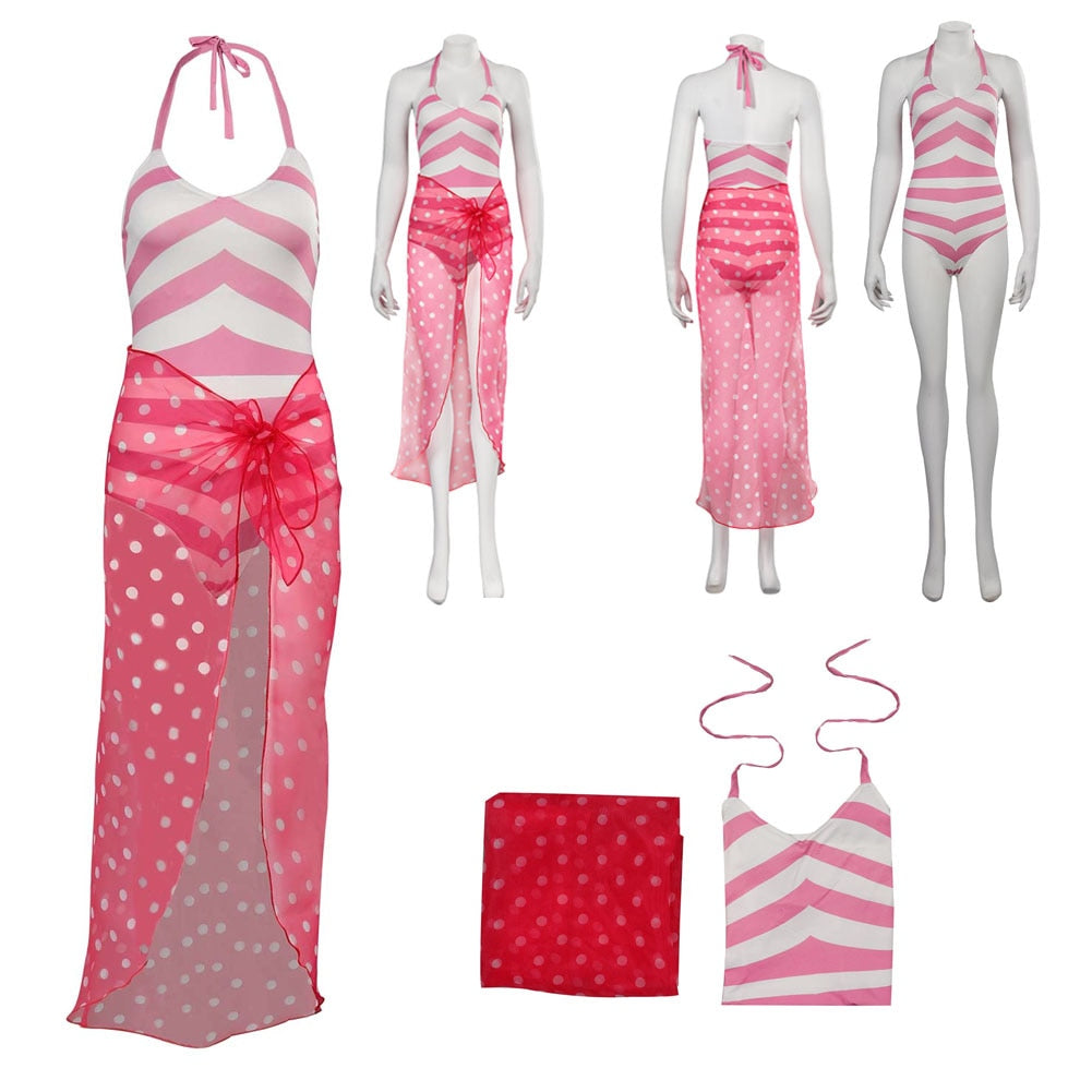 Barbie Margot Cosplay Swimsuit Skirt Costume Summer Swimwear Outfit Girls Women Jumpsuit Adults Halloween Carnival Party Suit