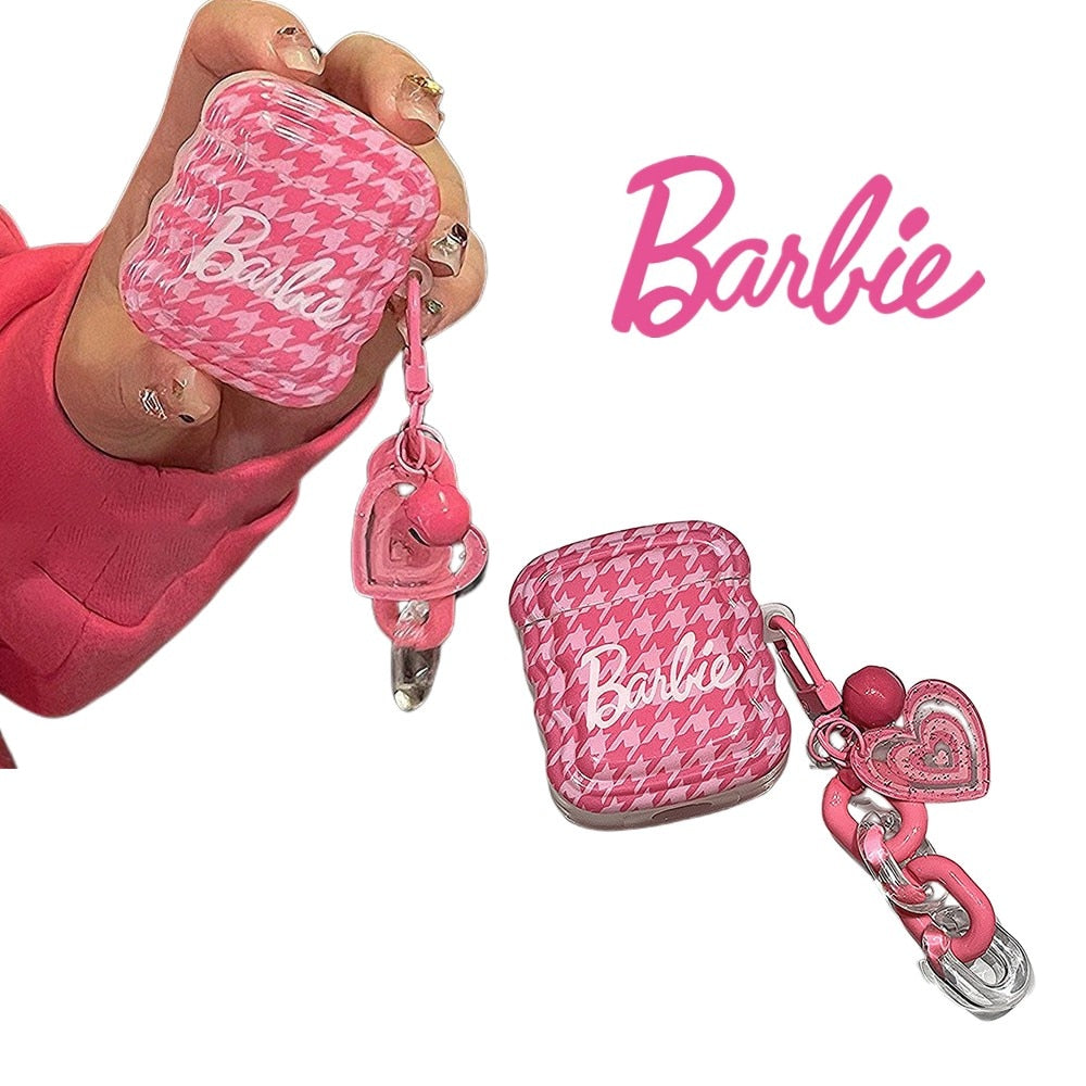 Barbie Niche Pink Pendant Airpodspro Headphone Cover Anime Fashion Women Y2K Girls Wireless Bluetooth Protective Case Keychain