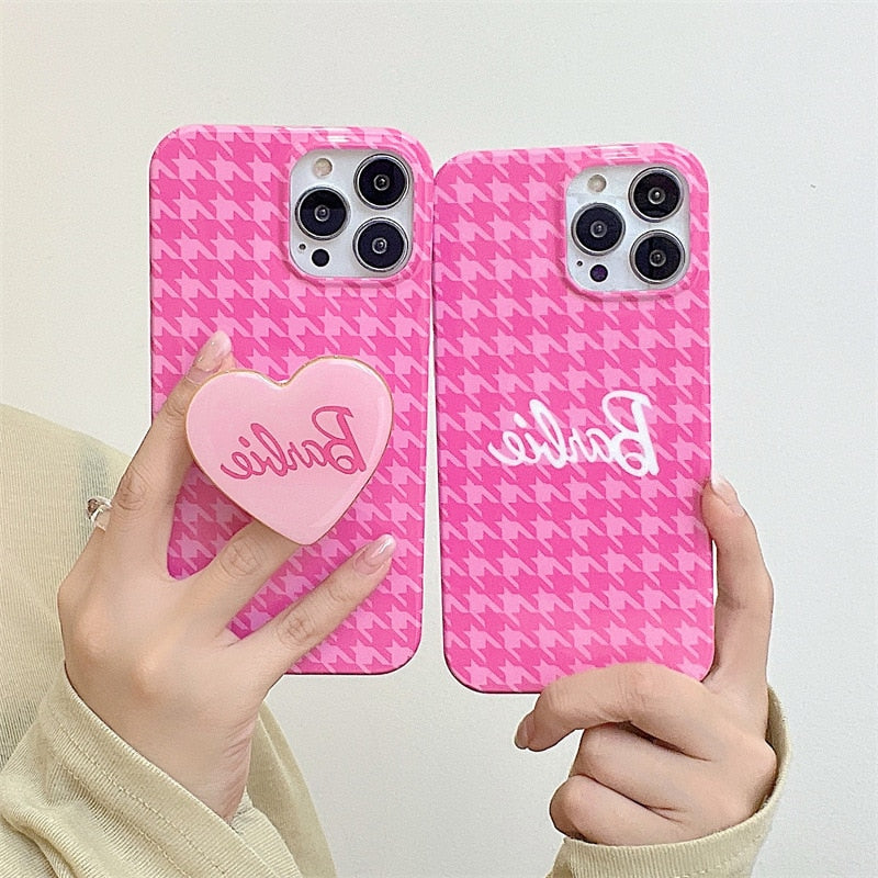 Barbie Phone Case 14Promax Xr Fashion Women 1213Pro Max Mobile Phone Case Cartoon Soft Girls Iphone Shell Love Bracket Gifts