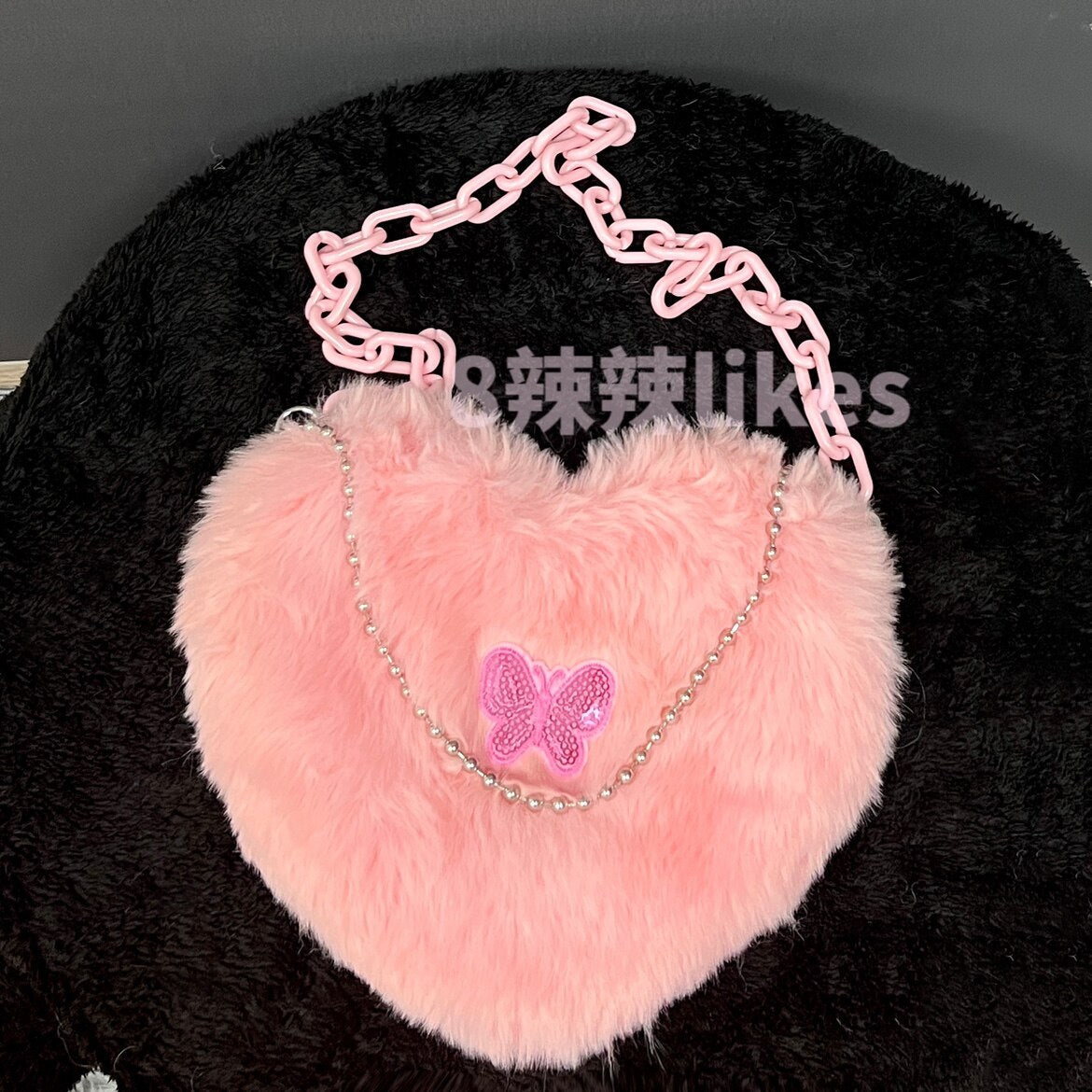 Barbie Princess Messenger Bag Fashion Women Y2K Girls Chain Plush Love Handbag Portable Fashion Woemn Messenger Armpit Bags Gift pink