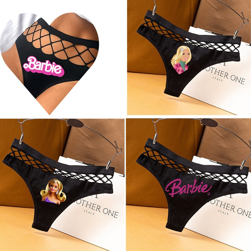 Barbie Princess Sexy Fishnet Hole Hollow Sports Female Triangle Panties Fashion Ladies Y2K Girls Underwear Bikini Briefs Thong