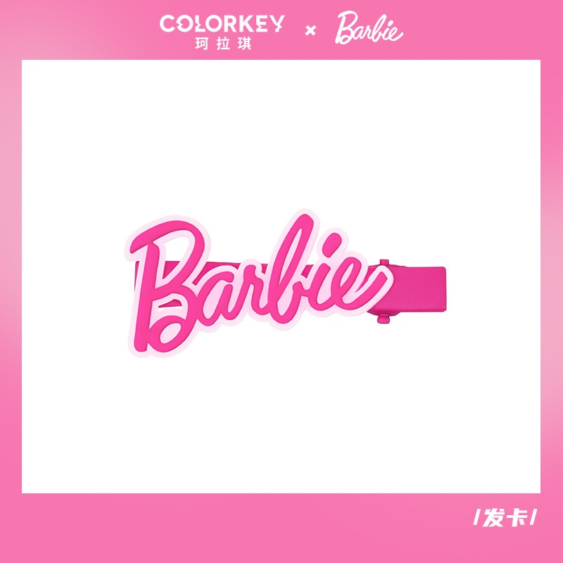 Barbie Series Colorkey Peripheral Makeup Mirror Fashion Women Handheld Mirror Shark Clip Hairpin Air Bags Comb Accessory Gifts hairpin 1PC