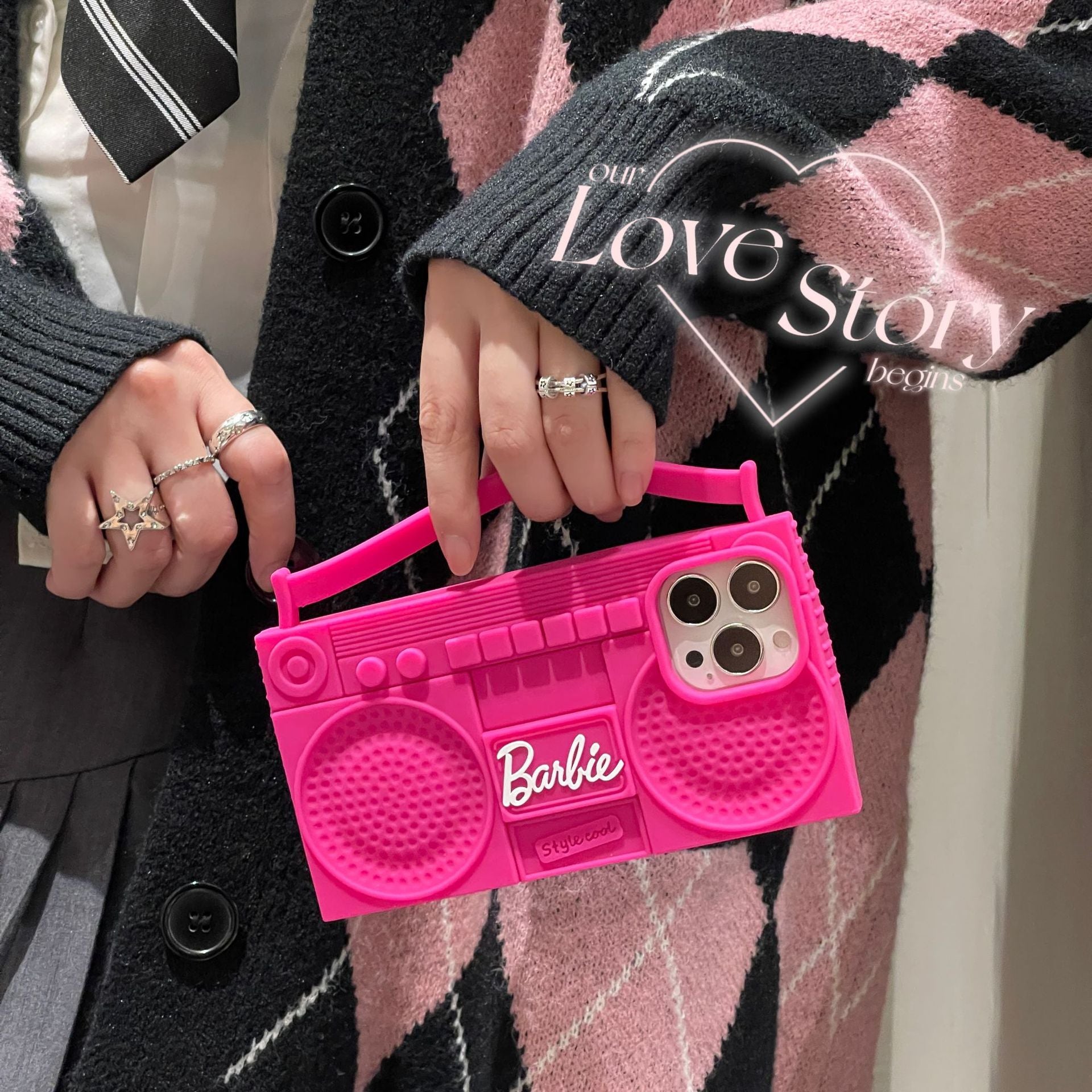 Barbie Speaker Iphone14Promax Shell Kawaii Cartoon Anime Phone Case Creative Silicone Soft Protective Case Smartphone Accessory speaker case