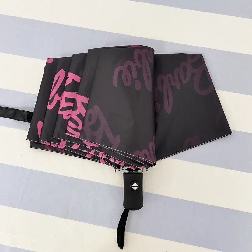 Barbie Umbrella Kawaii Cartoon Letter Automatic Manual Wind Rain Umbrellas Girls Sunshade Sunscreen Rain Gear Sun Umbrella Gifts black automatic