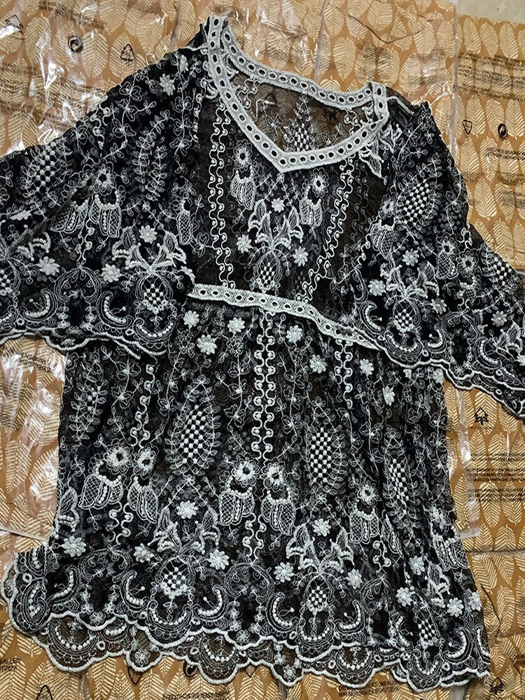 Beach Cover Up Swimwear Floral Transparent Sexy Hot Pareo Beachwear Outfits Short Dress